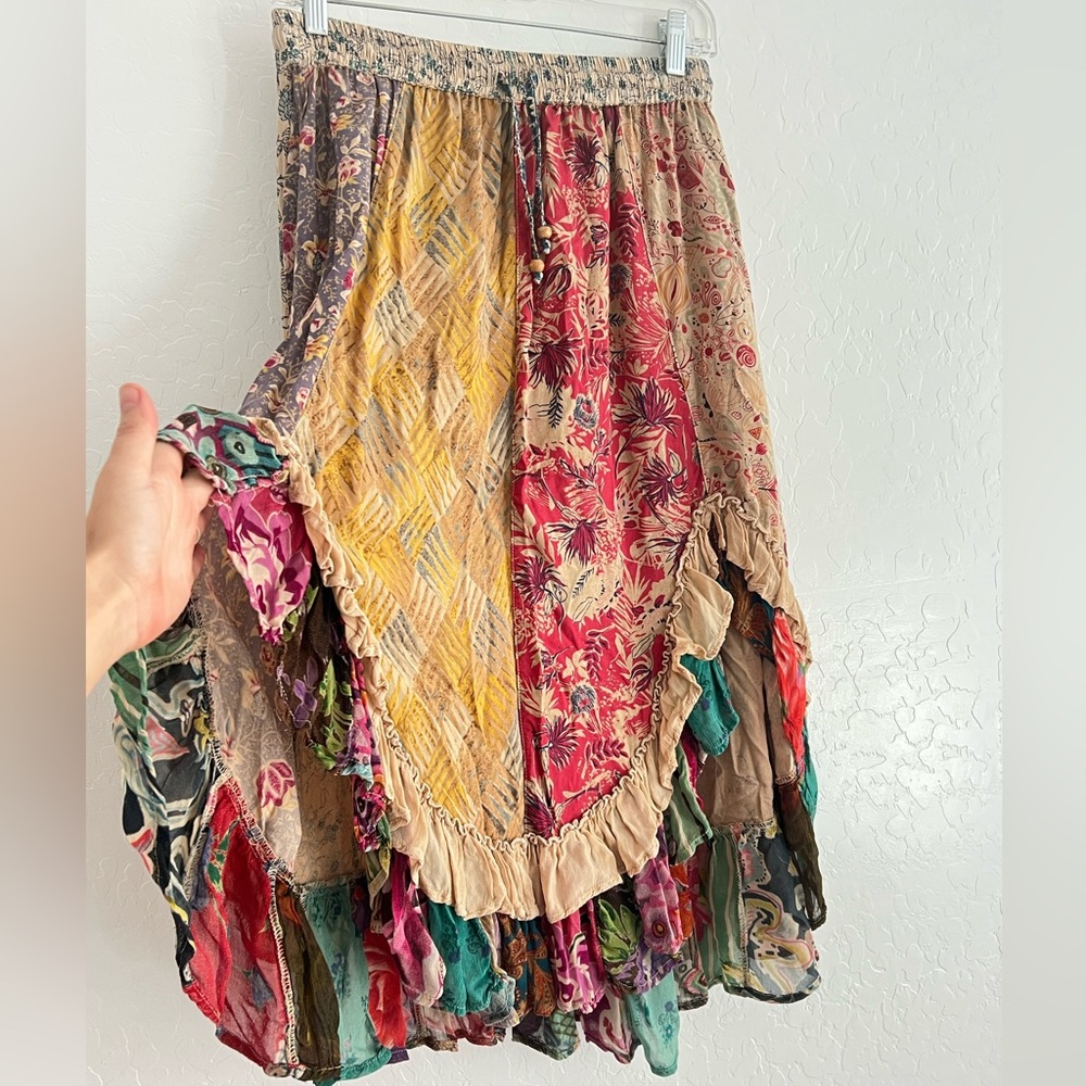 Young Threads Boho Ruffled Viscose Patchwork Asym… - image 2